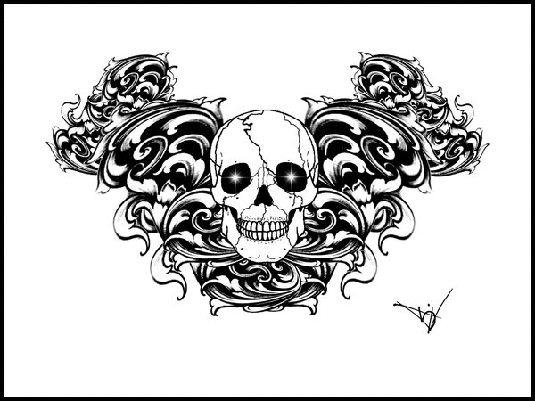 Labels Gothic skull tattoo designs