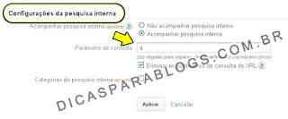 configurar busca interna no blog