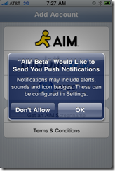 AIM Beta with Push Notfiications