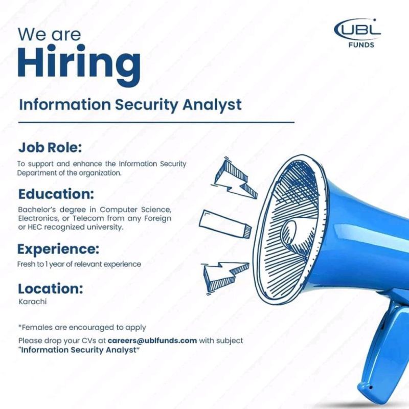 Jobs in UBL Funds For Hiring Information Security Analyst