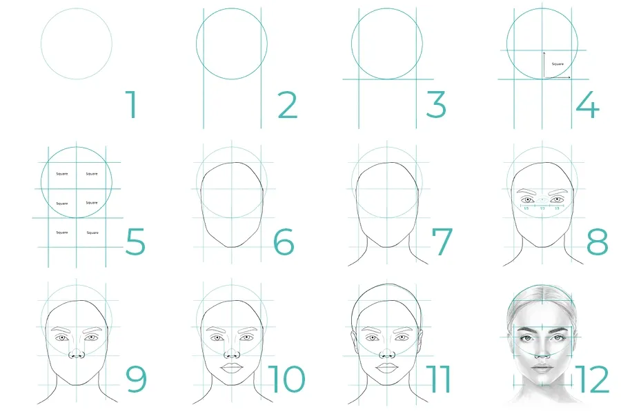 A sequence of basic shape outlines forming a simple objec