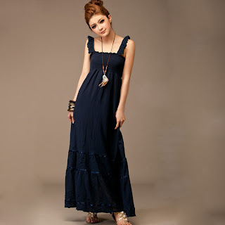 Blue High Waist Bohemia Dress