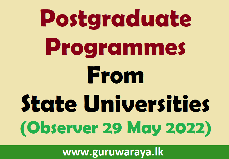 Postgraduate Programmes (Sunday Observer 29 May 2022)