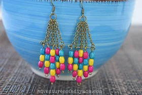 Wooden Bead Dangle Earrings