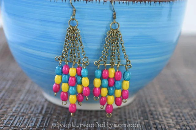 Wooden Bead Dangle Earrings