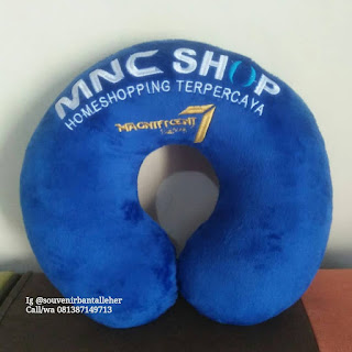 bantal leher mnc shop warna biru