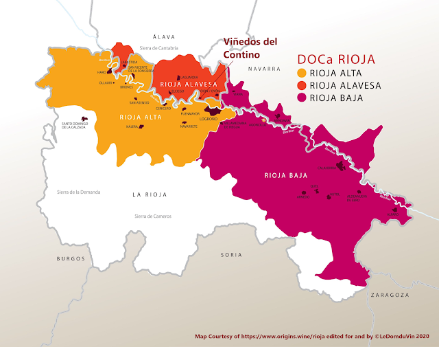 Map Courtesy of https://www.origins.wine/rioja edited for and by ©LeDomduVin 2020