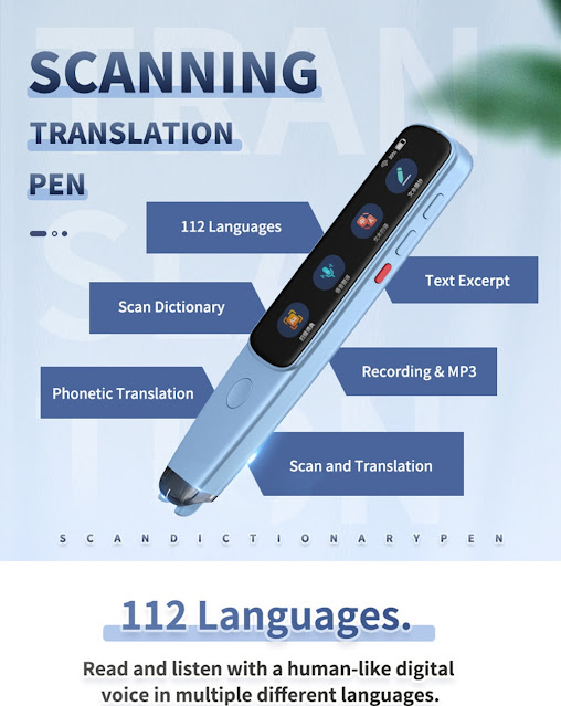 NEWYES AI Quick Scan Dictionary Translation Pen 2.0 Support 55 Languages Online Scaning Translation + 112 Languages Online Voice Translation OCR Reader Pen Wifi Bluetooth 5.0 Audio Translation for Language Learners