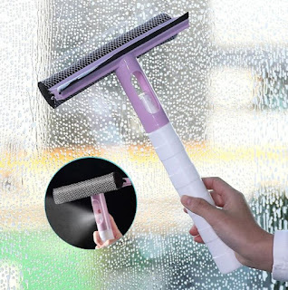 Double-sided Window Cleaning Brush Scraper with Spray