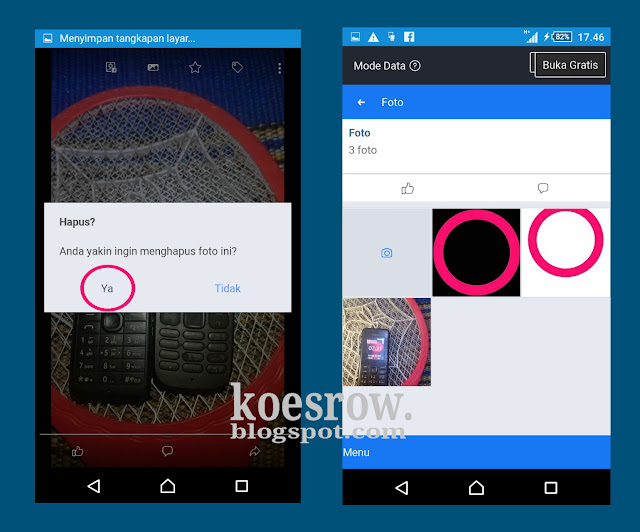 Cara mengonfirmasi  untuk menghapus foto facebook