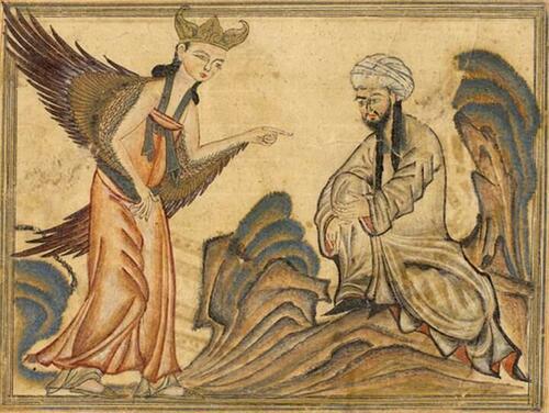 Mohammed receiving his first revelation from the angel Gabriel.