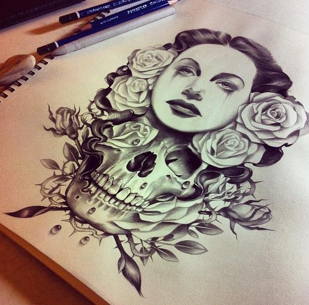 Beautiful Skull Tattoos Drawings