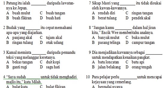 Bahasa Melayu Sekolah Rendah: Latihan Simpulan Bahasa