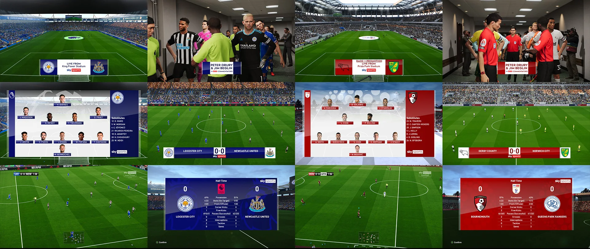 PES 2021 Sky Sports EPL, EFL and EFL Playoff Scoreboards