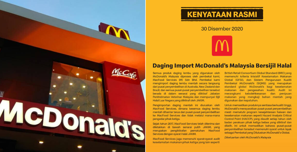 Daging Import McDonalds Malaysia Bersijil Halal