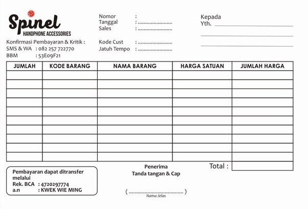 Contoh Nota Bon Kosong ~ percetakan murah di malang