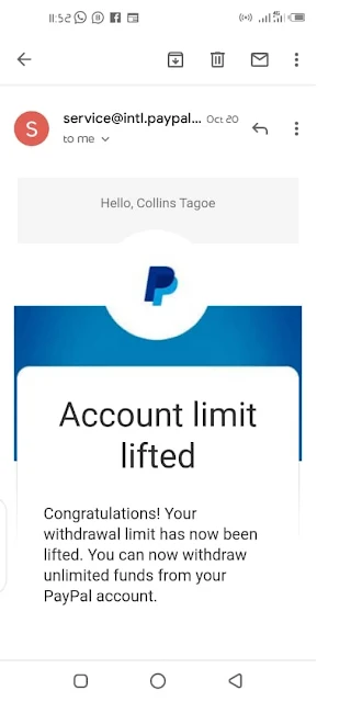 successful account limit lifted