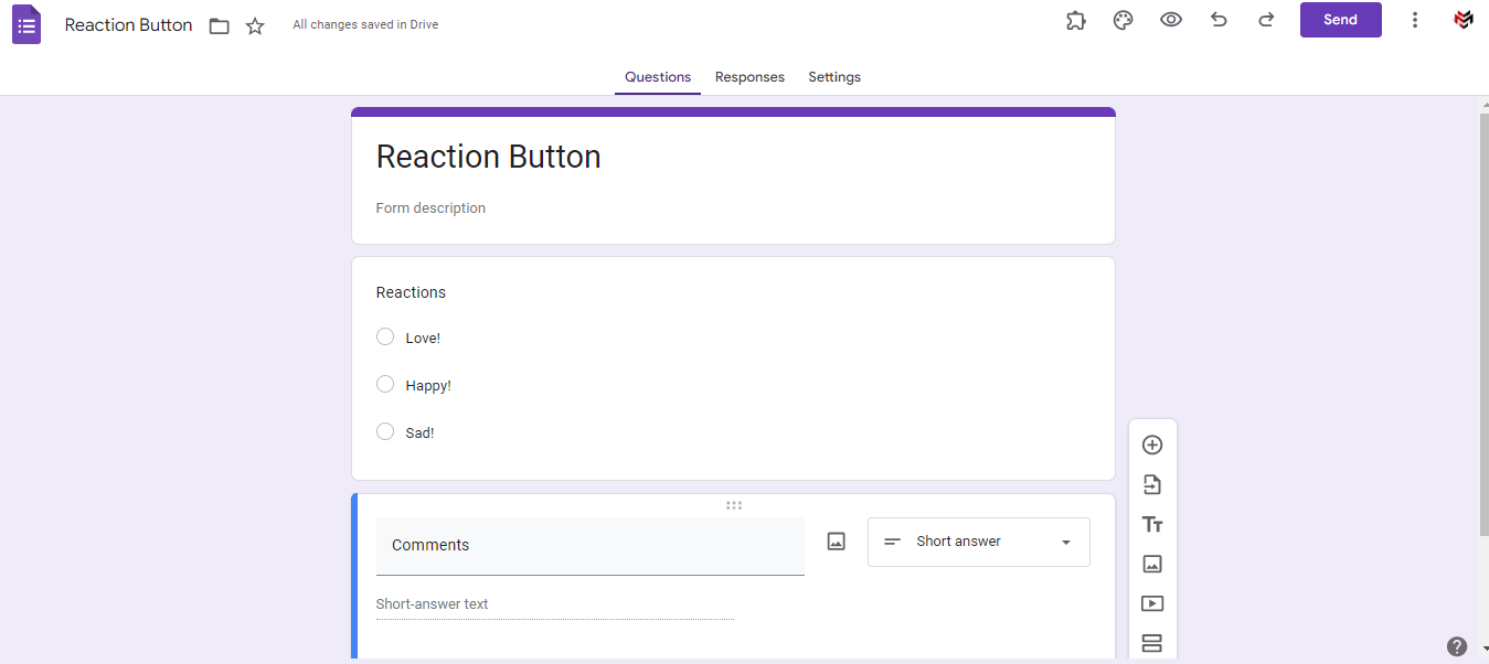 Reaction Buttons - Google Form