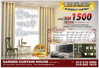 Garden Curtain House Blackout Curtain at RM1500 Only at Puchong, Selangor
