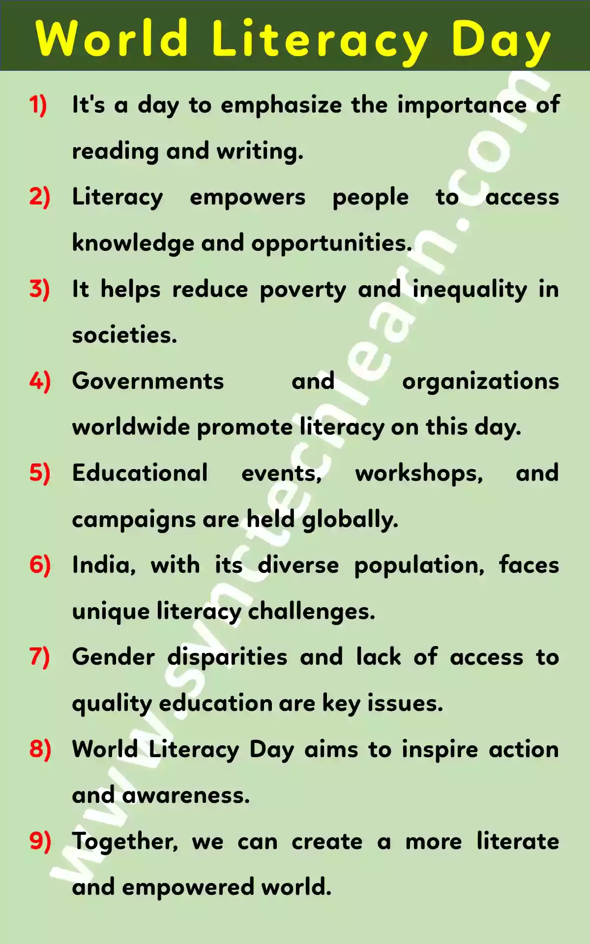 10 lines on World Literacy Day