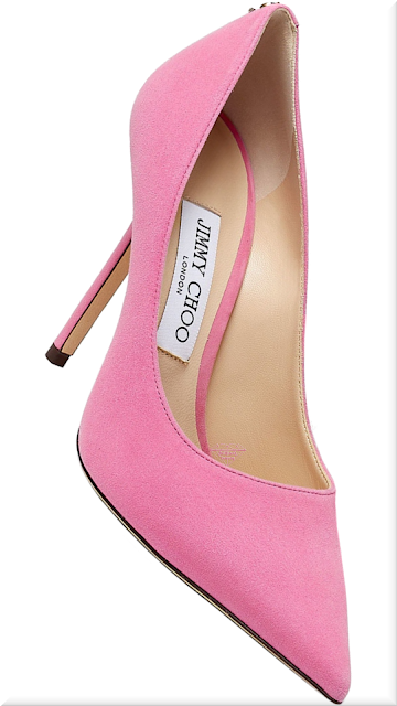 ♦Jimmy Choo candy pink Love suede pumps with JC emblem #jimmychoo #shoes #pink #brilliantluxury