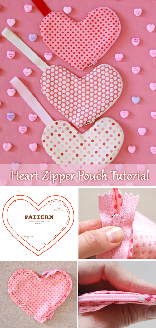 Heart-Shaped Zippered Pouches Tutorial