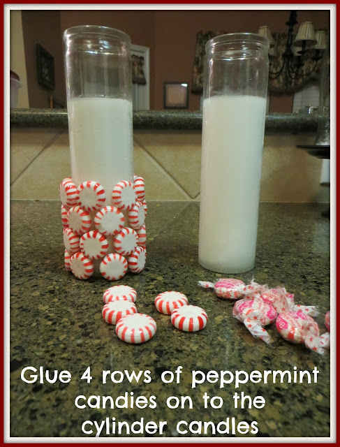 Christmas Crafts, Peppermint, candle, diy, hurricane candle