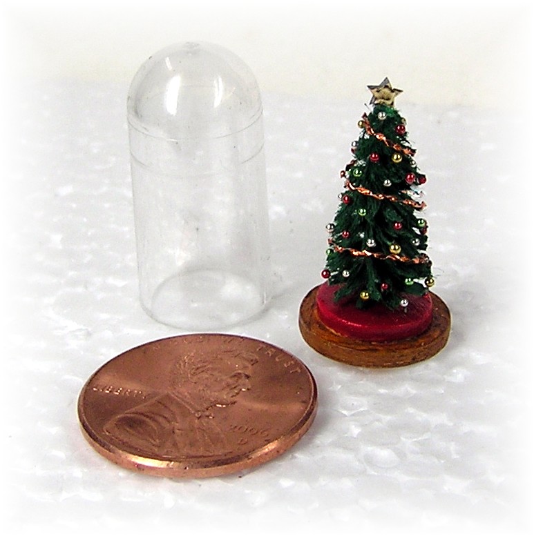 DYI DOLLHOUSE MINIATURES  A CHRISTMAS  TREE IN A DOME