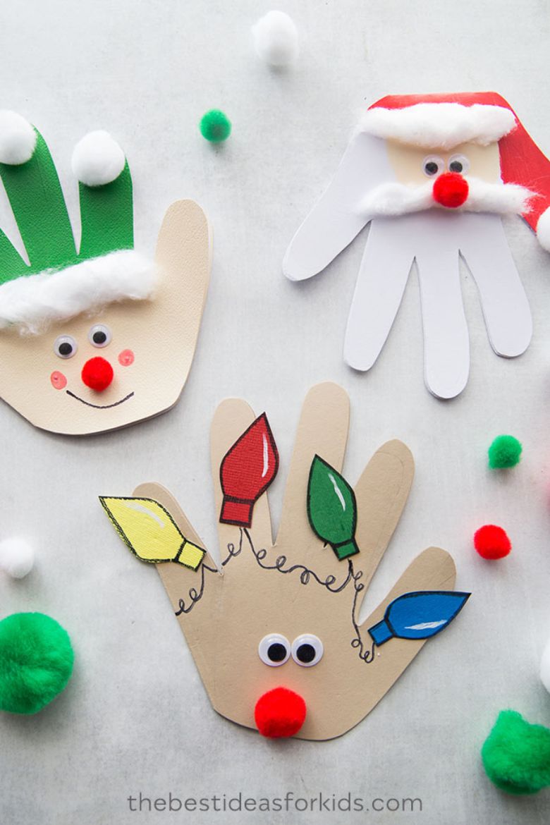 Christmas handprint crafts for toddlers and preschoolers
