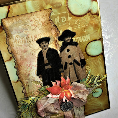 Sara Emily Barker https://sarascloset1.blogspot.com/2018/11/tim-holtz-merry-christmas-card-with.html Merry Christmas Card with Alcohol Lift Music & Advert Winter Watercolor 8