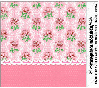 Shabby Chic con Rosas Rosadas: Etiquetas para Candy Bar de Primera Comunión para Imprimir Gratis. 