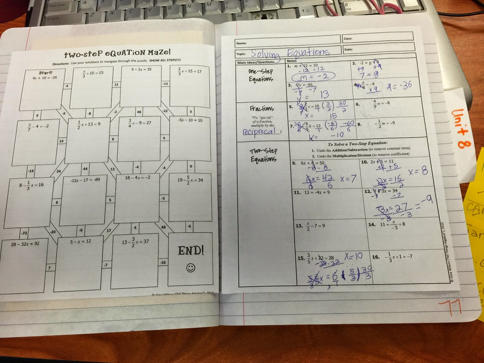Algebra 1 Unit 8 Test Quadratic Equations Answers Gina ...