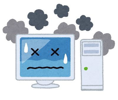 壊れたパソコンのイラスト（コンピューター）