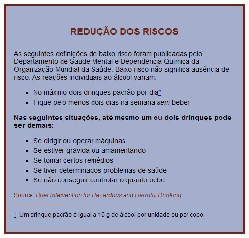 alcool reducao dos riscos