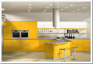 modern yellow kitchen cabinets