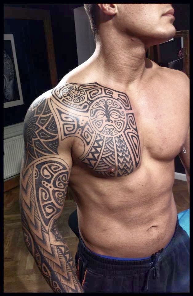 Hawaiian Tribal Chest Tattoo