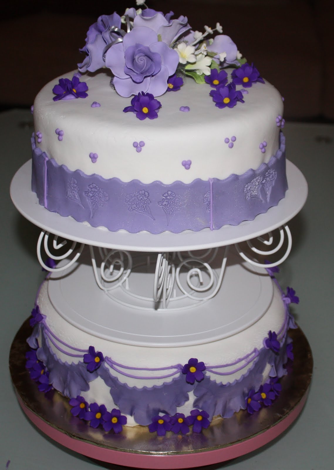 2 Tier Purple Wedding Cake