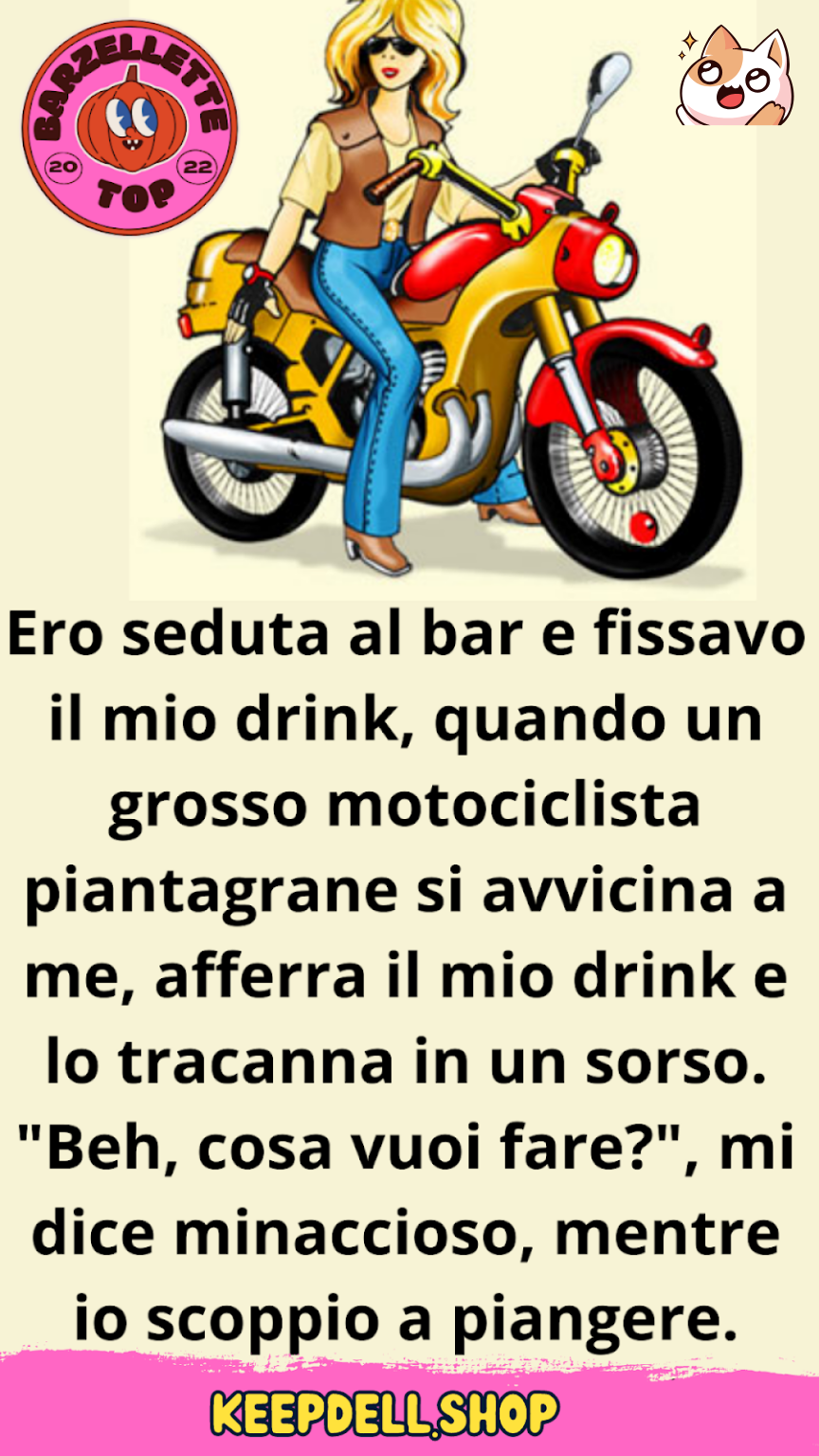 Un motociclista e un uomo al bar