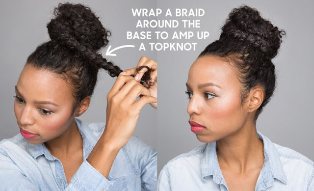 Braided Topknot for curly hair