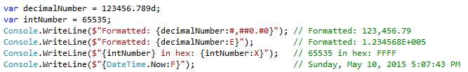 Standard formatting strings