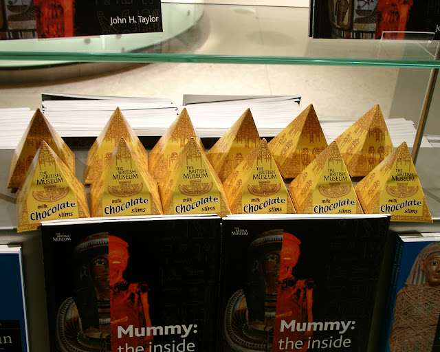 Pyramids of milk chocolate slims, British Museum, Great Russell Street, Bloomsbury, London