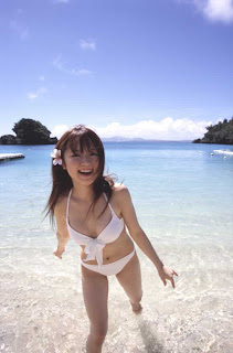 Asami Konno Japanese Cutie Singer Sexy White Bikini On The Beach Photo 4