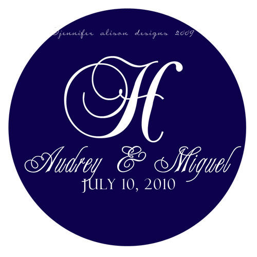 custom wedding monogram for Audrey Miguel