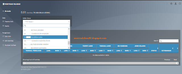 Cara Edit Nama, NIK, Tanggal Lahir, Tempat Lahir, Ibu Kandung, Jenis Kelamin Peserta Didik Melalui VervalPD 