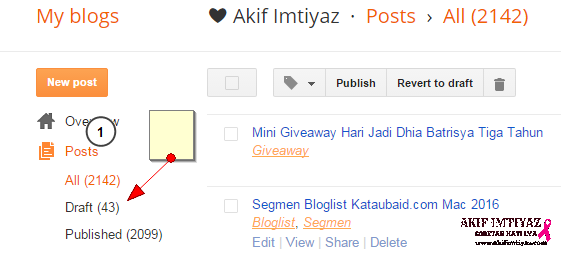 Blogger Memang Suka Draft Entri Banyak Banyak..Pastu Tak Tahu Bila Nak Publish Entri..