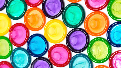 lots of different coloured condoms