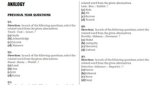 1000 Analogy (Reasoning) Questions Asked in SSC 