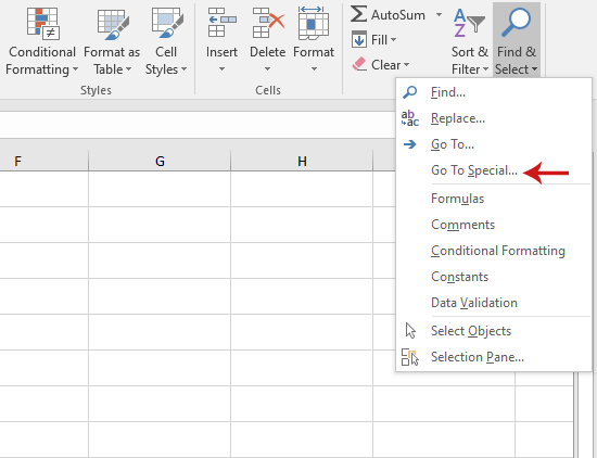 حذف الصفوف الفارغة في برنامج Excel