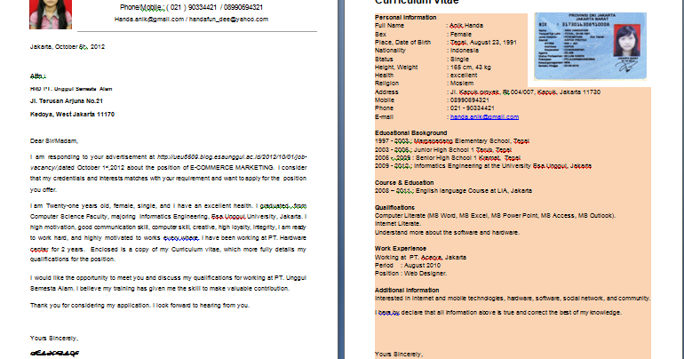Contoh Cover Letter Dalam Bahasa Indonesia - contoh surat 