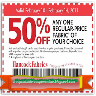 Free Printable Hancock Fabrics Coupons